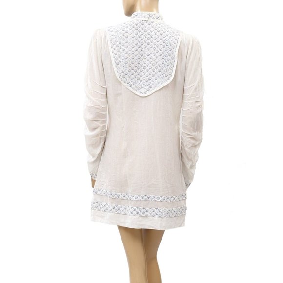 Ulla Johnson Floral Printed Mini Dress White Cotton Long Sleeve S - Picture 4 of 4